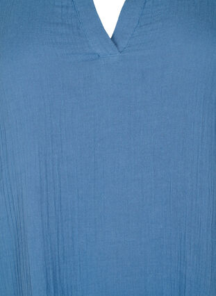 Short sleeve dress in 100% cotton, Moonlight Blue, Packshot image number 2
