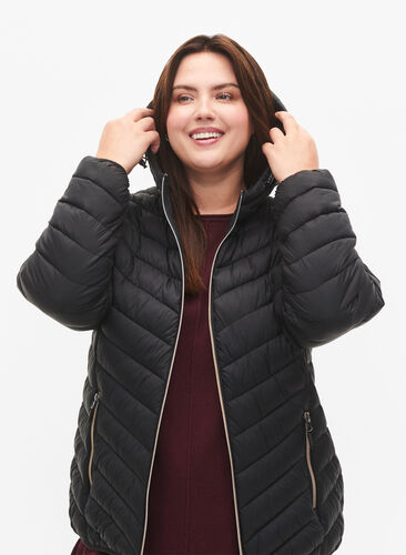 Lightweight jacket with hood, Black, Model image number 2