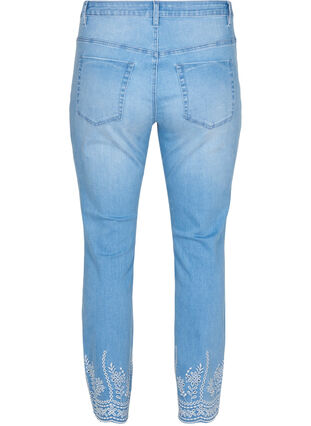 Cropped Emily jeans with embroidery, Light blue denim, Packshot image number 1