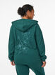 Hoodie with zipper and back print, Green, Model image number 2