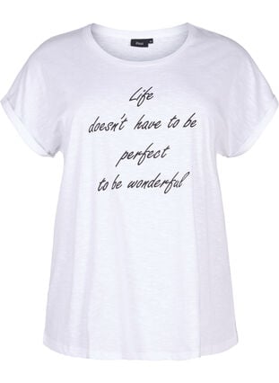 Printed T-shirt in organic cotton, B. White Black Print, Packshot image number 0
