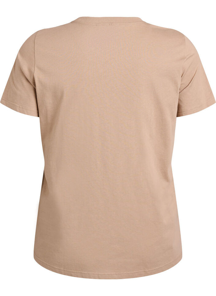 Basic cotton T-shirt with round neck, Beige, Packshot image number 1