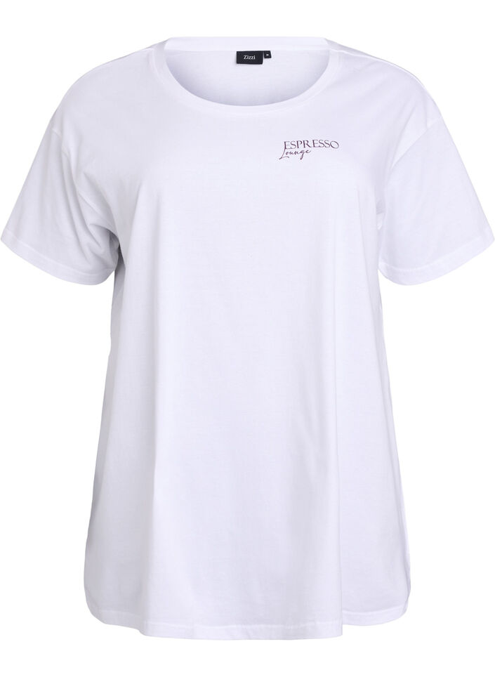 Long night T-shirt in organic cotton with print, White, Packshot image number 0