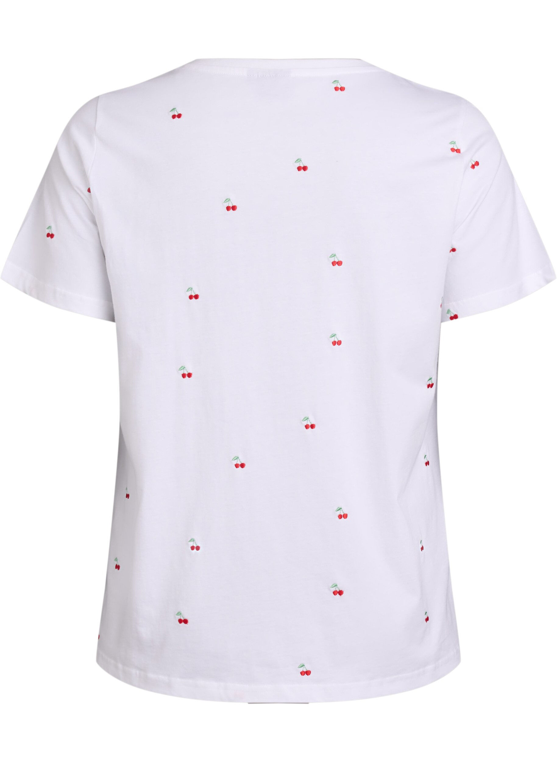 Zizzifashion T-shirt in organic cotton with embroidered motifs, White, Packshot image number 1