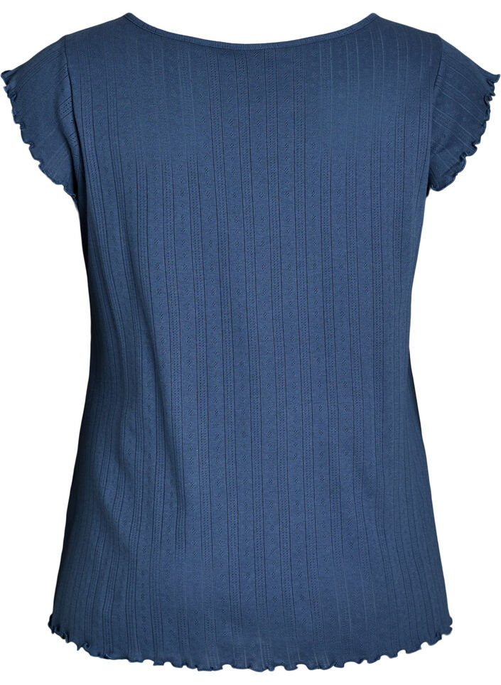 Organic cotton pyjama top with cap sleeves, Blue, Packshot image number 1