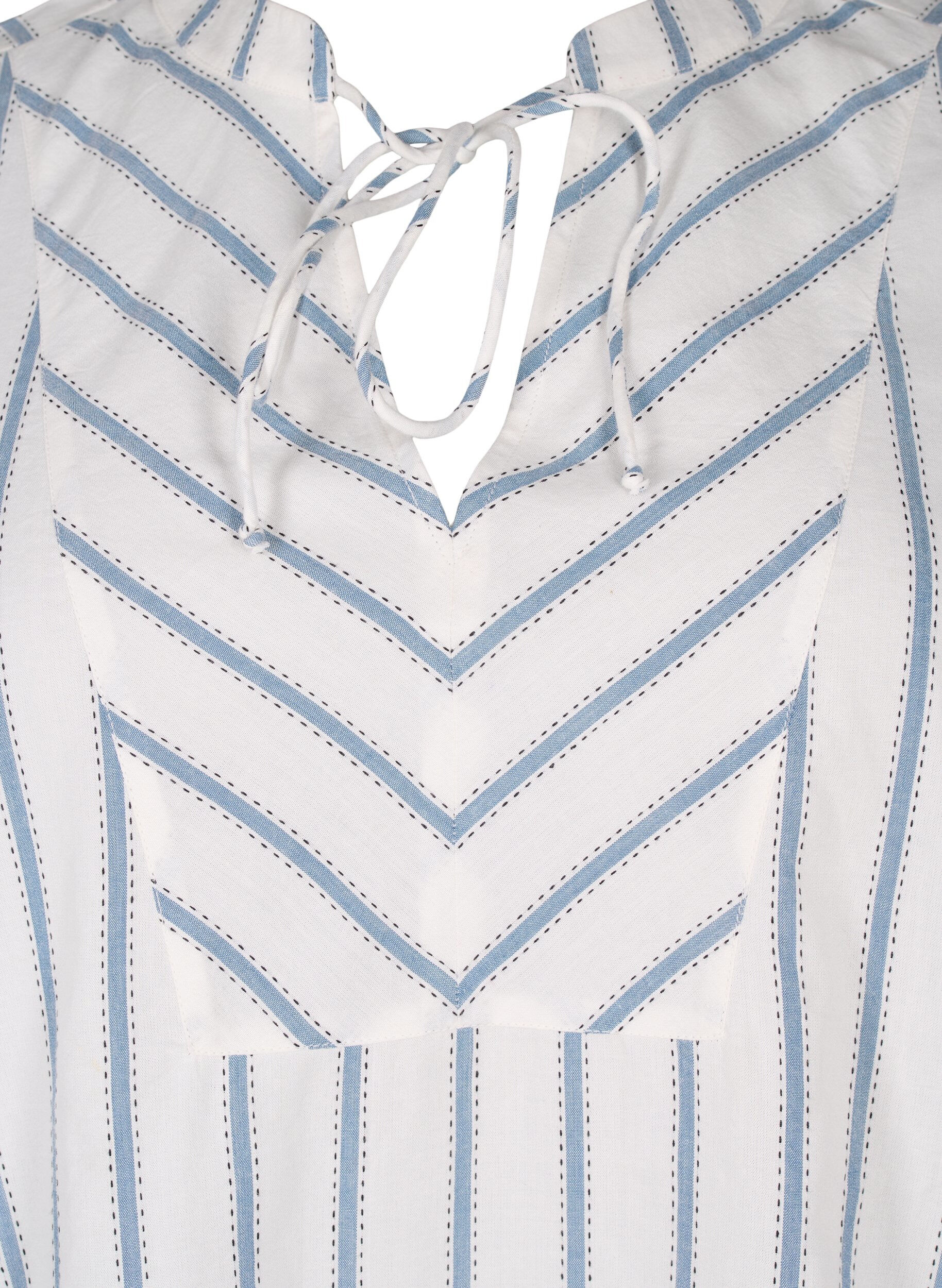 Zizzifashion Striped blouse with tie detail, White, Packshot image number 2
