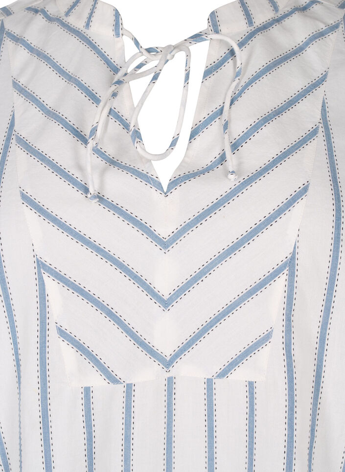 Striped blouse with tie detail, White, Packshot image number 2