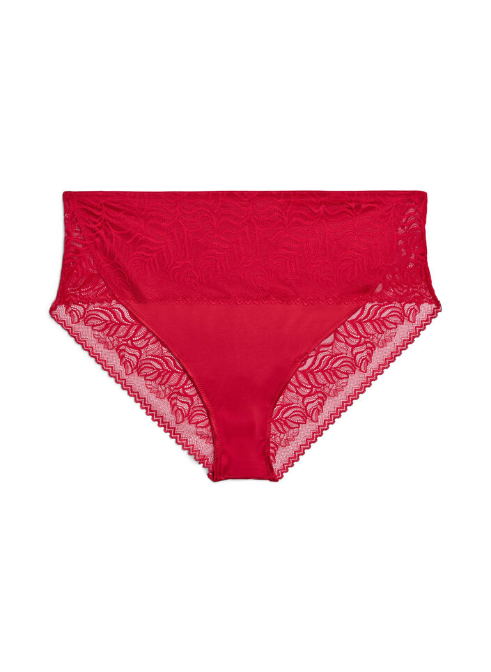 Tai briefs in lace and shiny microfiber, Red, Packshot image number 0