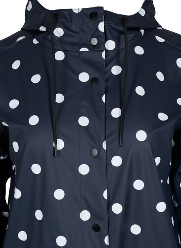 Patterned rain jacket with a hood, Navy Blazer W/Dots, Packshot image number 2