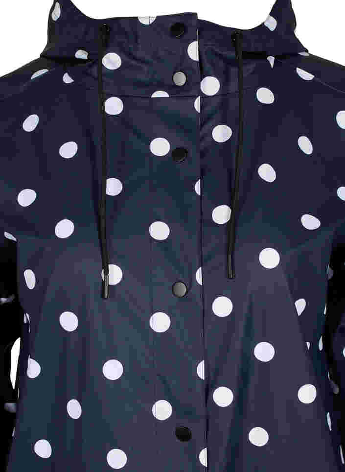 Patterned rain jacket with a hood, Navy Blazer W/Dots, Packshot image number 2