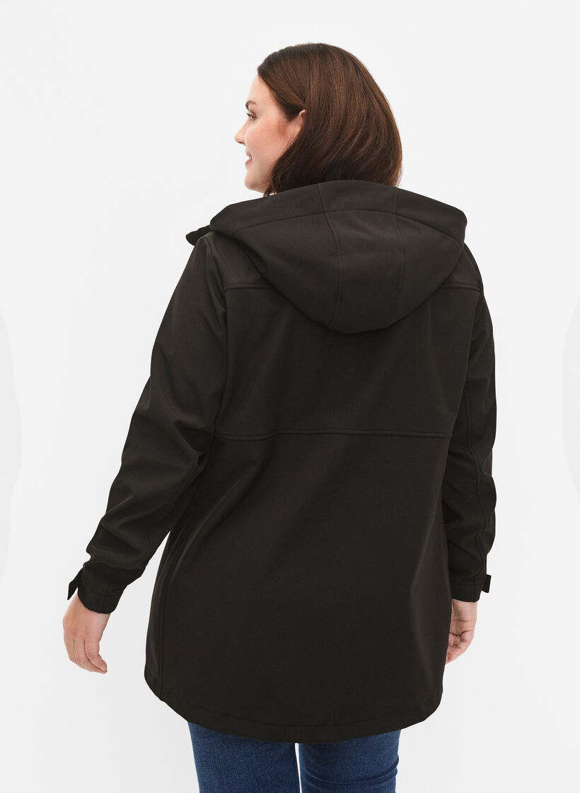 Short softshell jacket with pockets, Black, Model image number 1