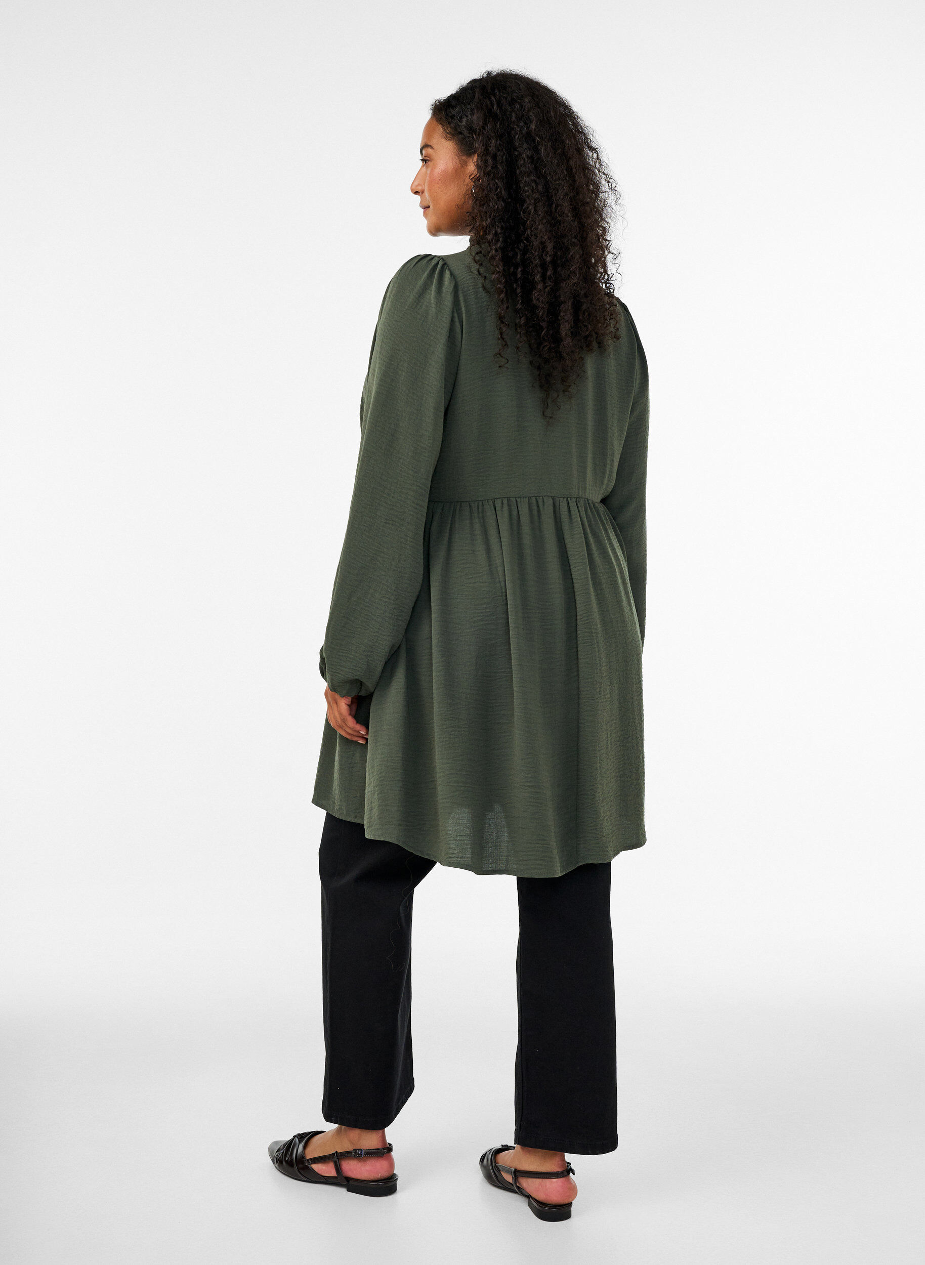 ZizzifashionA-line dress with an empire line, Green, Model image number 2