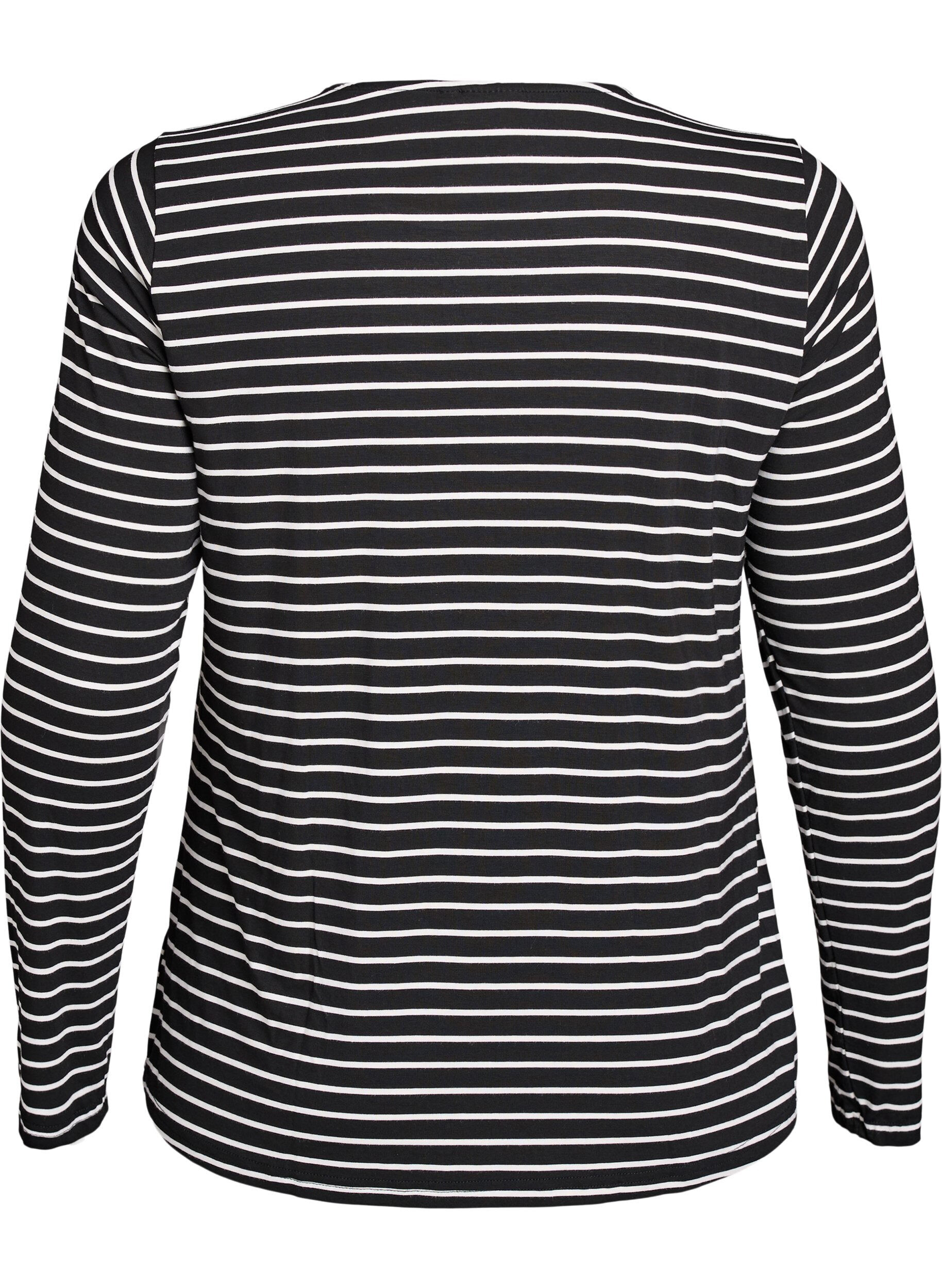 Zizzifashion Long-sleeved striped Blouse, Black, Packshot image number 1
