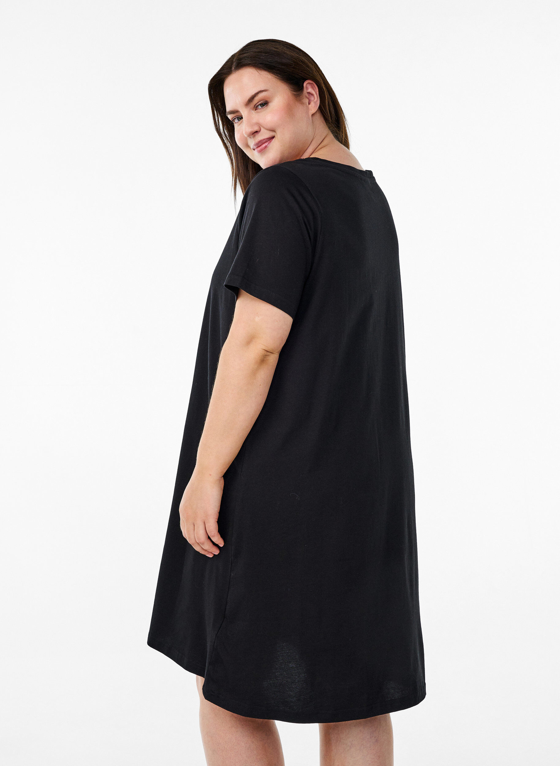 Zizzifashion Organic cotton nightgown with v-neck, , Model image number 2