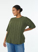 Blouse with textured pattern and short sleeves, Green, Model image number 0