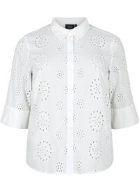 Shirt blouse with embroidery anglaise and 3/4 sleeves