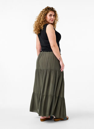 Long skirt with elasticated waist, Thyme, Model image number 1