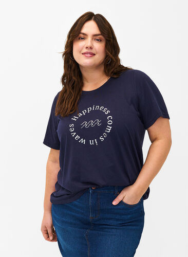 FLASH - T-shirt with motif, Navy Blazer Wave , Model image number 0