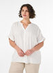 Viscose shirt with short sleeves and ruched detail, Vanilla, Model image number 0