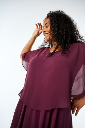 A-line maxi dress with short sleeves - Red - Sz. 40-64 - Zizzifashion A-line maxi dress with short sleeves - Red - Sz. 40-64 - Zizzifashion
