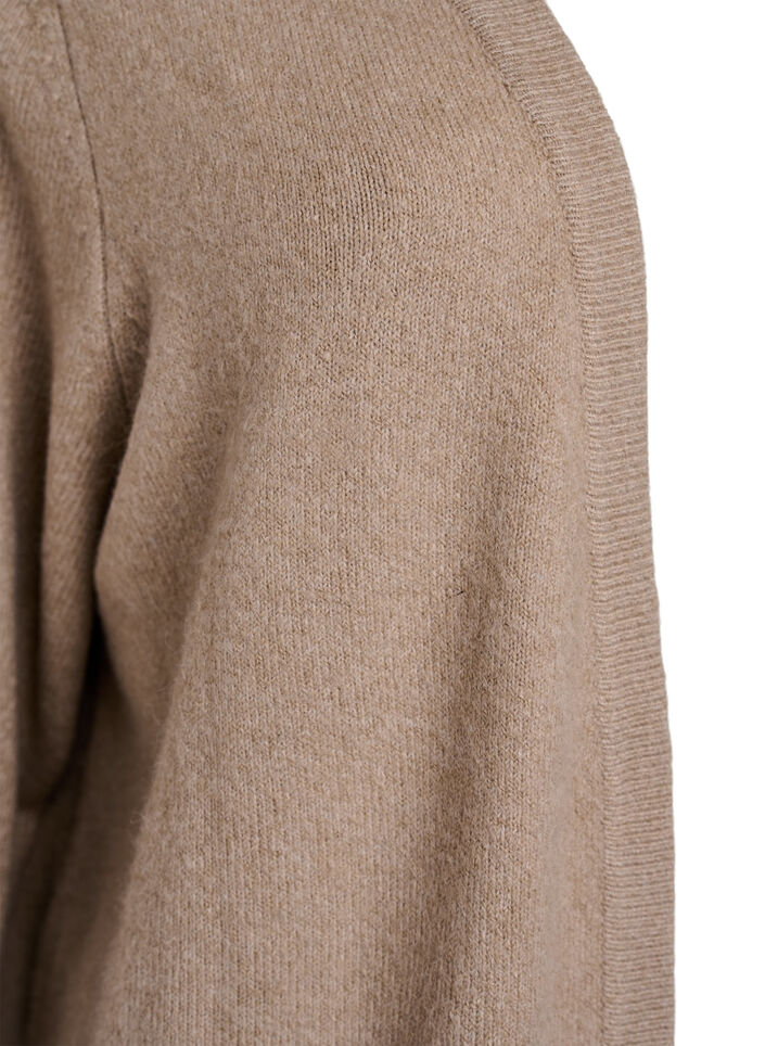 Ribbed Knit Cardigan with Pockets, Beige, Packshot image number 2