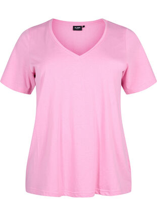 FLASH - T-shirt with v-neck, Begonia Pink, Packshot image number 0