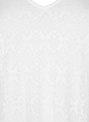 Lace dress with v neck and long sleeves, Bright White, Packshot image number 2