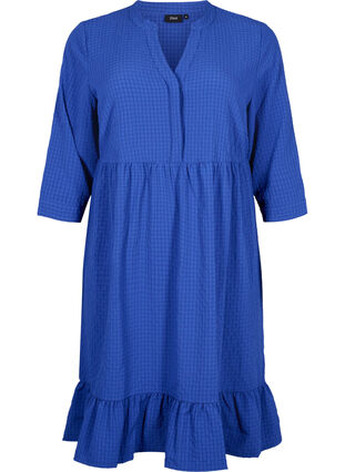  Plain midi dress with 3/4 sleeves, True blue, Packshot image number 0