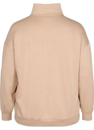 High-neck sweatshirt with zip, Oatmeal, Packshot image number 1