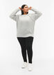 Melange pullover with pearl buttons, Light Grey Melange, Model image number 2