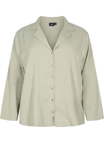 Cotton shirt with structured fit, Seagrass , Packshot image number 0