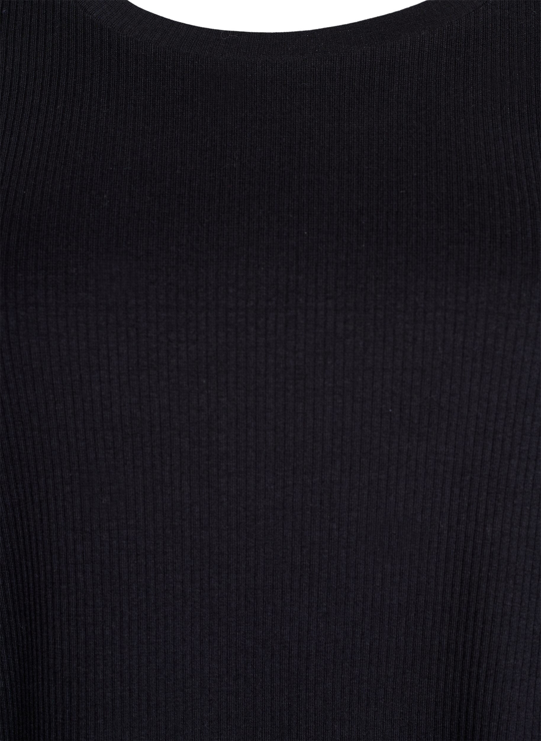 ZizzifashionRibbed jersey blouse with short sleeves, Black, Packshot image number 2