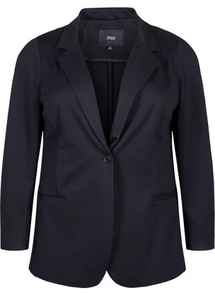 Simple blazer with button closure, Black, Packshot image number 0