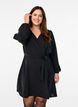Short wrap dress with tie belt, Black, Model image number 0