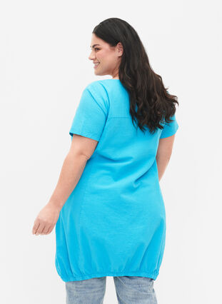 Short sleeve cotton dress, Blue Atoll, Model image number 1