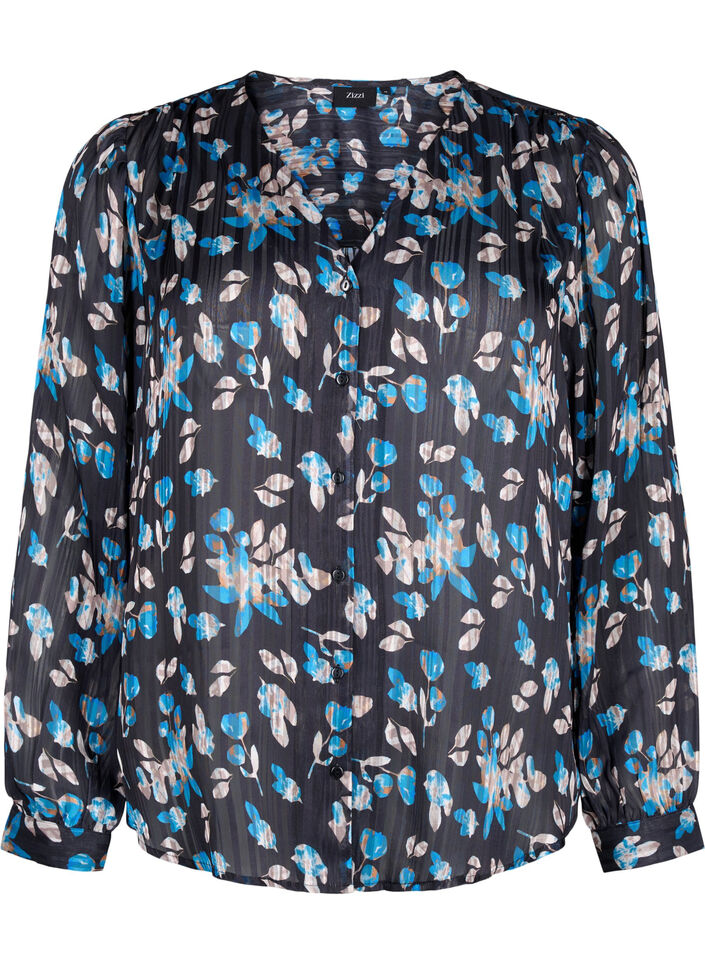 Long-sleeved shirt with buttons, Black, Packshot image number 0