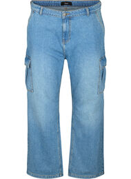Loose-fitting jeans with cargo pockets, Light blue, Packshot