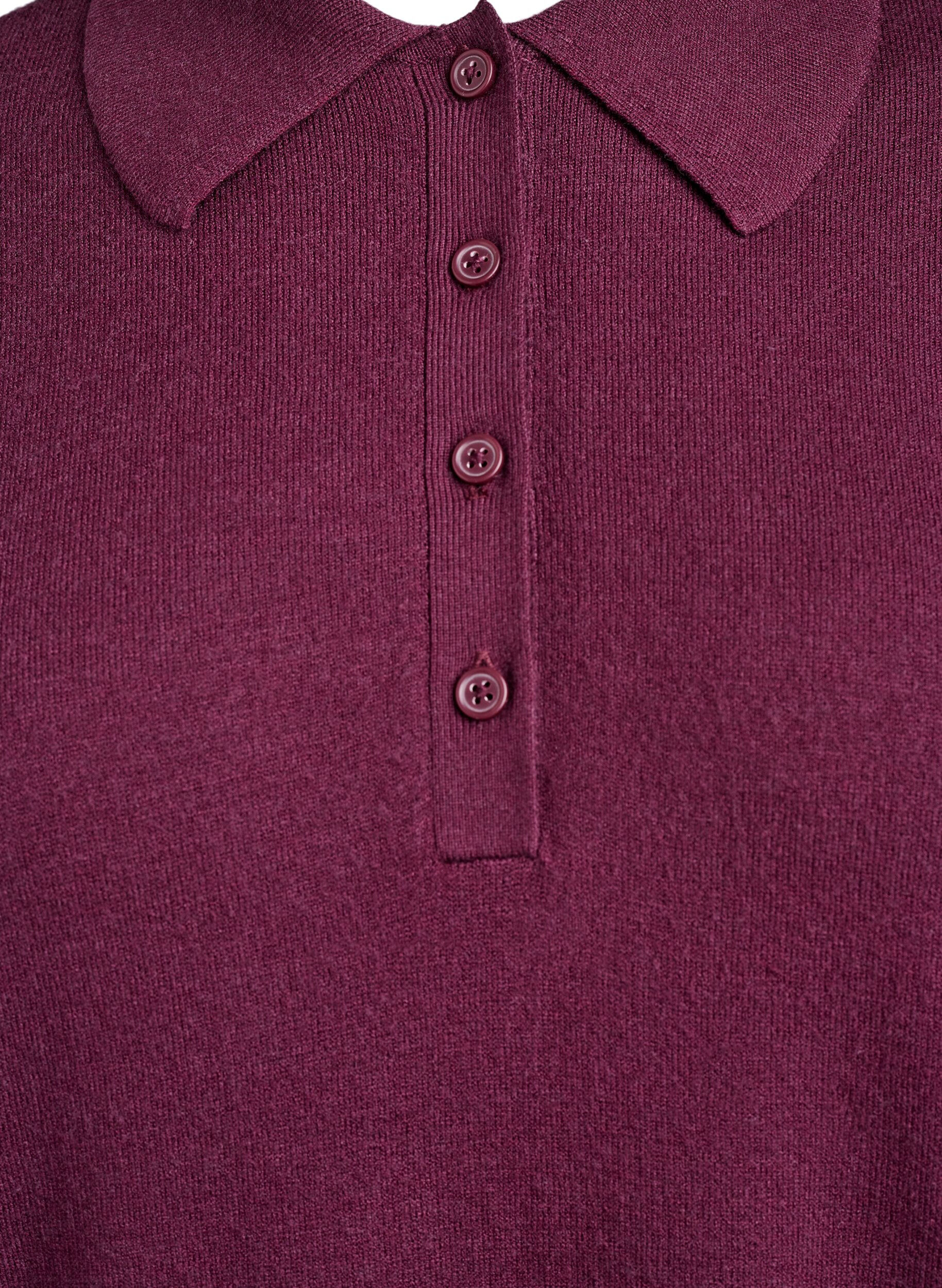 Zizzifashion Knit blouse with collar, Dark Bordeaux, Packshot image number 2