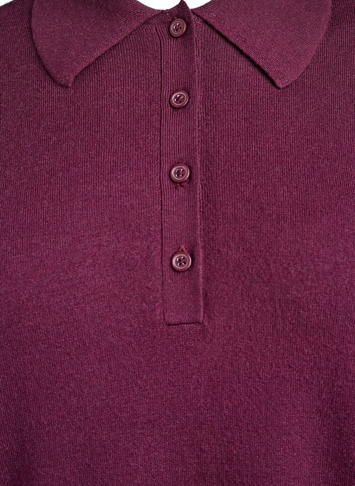 Knit blouse with collar, Dark Bordeaux, Packshot image number 2
