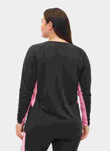 Ski undershirt with contrast stripe, Black w. Sea Pink, Model image number 1