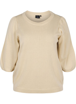 Knit blouse with 3/4-sleeves, Birch, Packshot image number 0