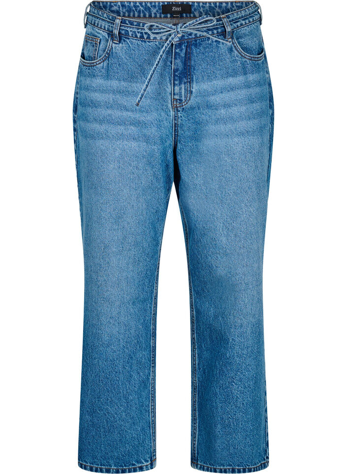 Straight fit jeans with a tie belt, Blue, Packshot image number 0
