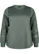 Sweatshirt with embroidered cut-outs, Thyme, Packshot image number 0