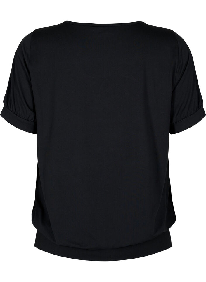Plain workout t-shirt with v-neck, Black, Packshot image number 1