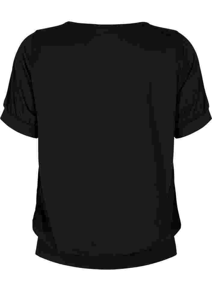 Plain workout t-shirt with v-neck, Black, Packshot image number 1