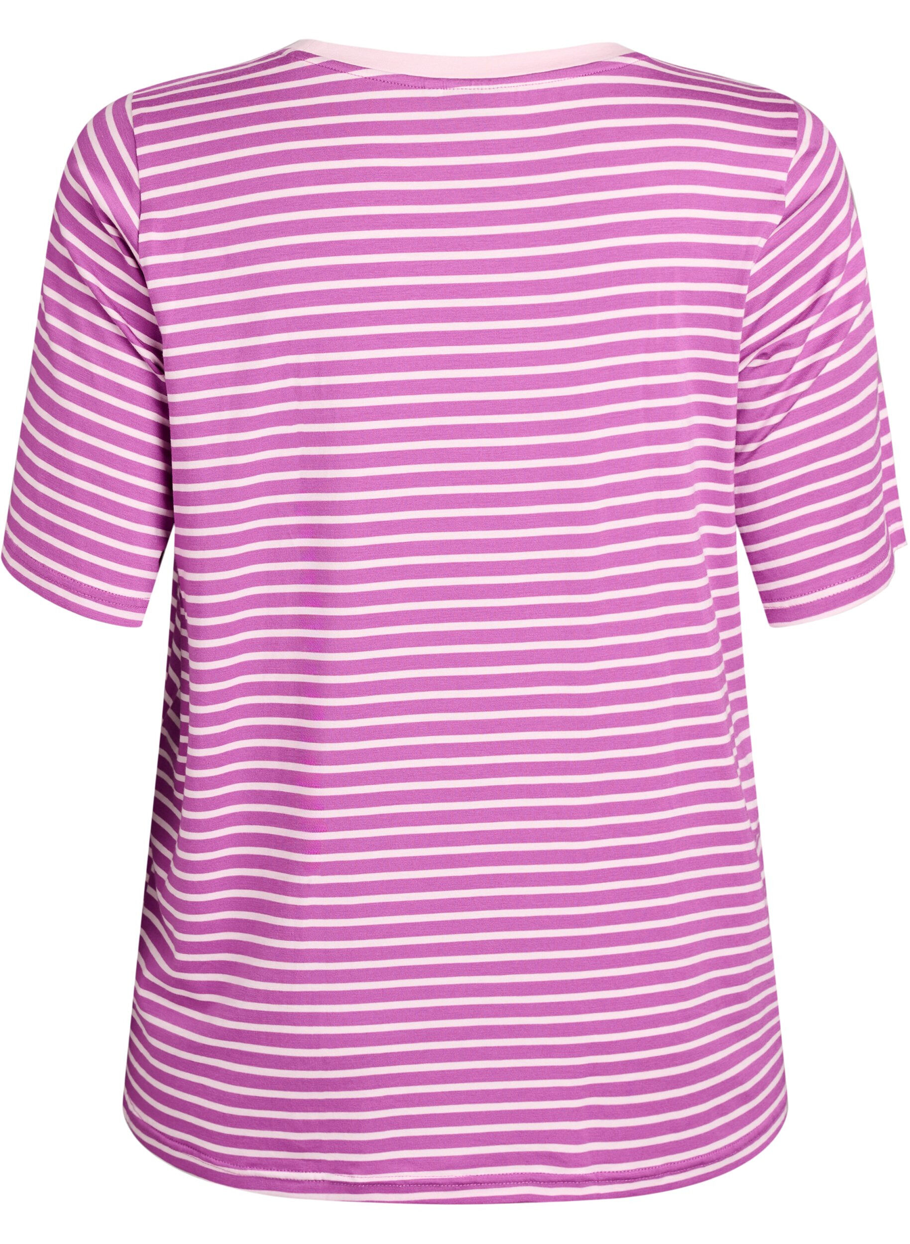 ZizzifashionT-shirt with TENCEL&trade; Lyocell and stripes, Purple, Packshot image number 1