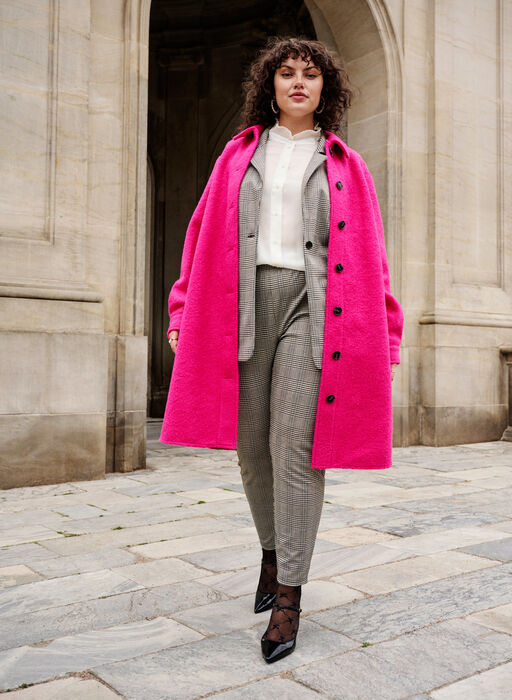 Long shirt jacket in bouclé look, Fuchsia Red, Image image number 0
