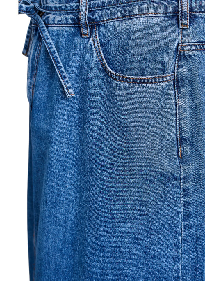Denim maxi skirt with tie belt, Blue, Packshot image number 3