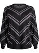 Patterned knit blouse with glitter effect, Black, Packshot image number 0