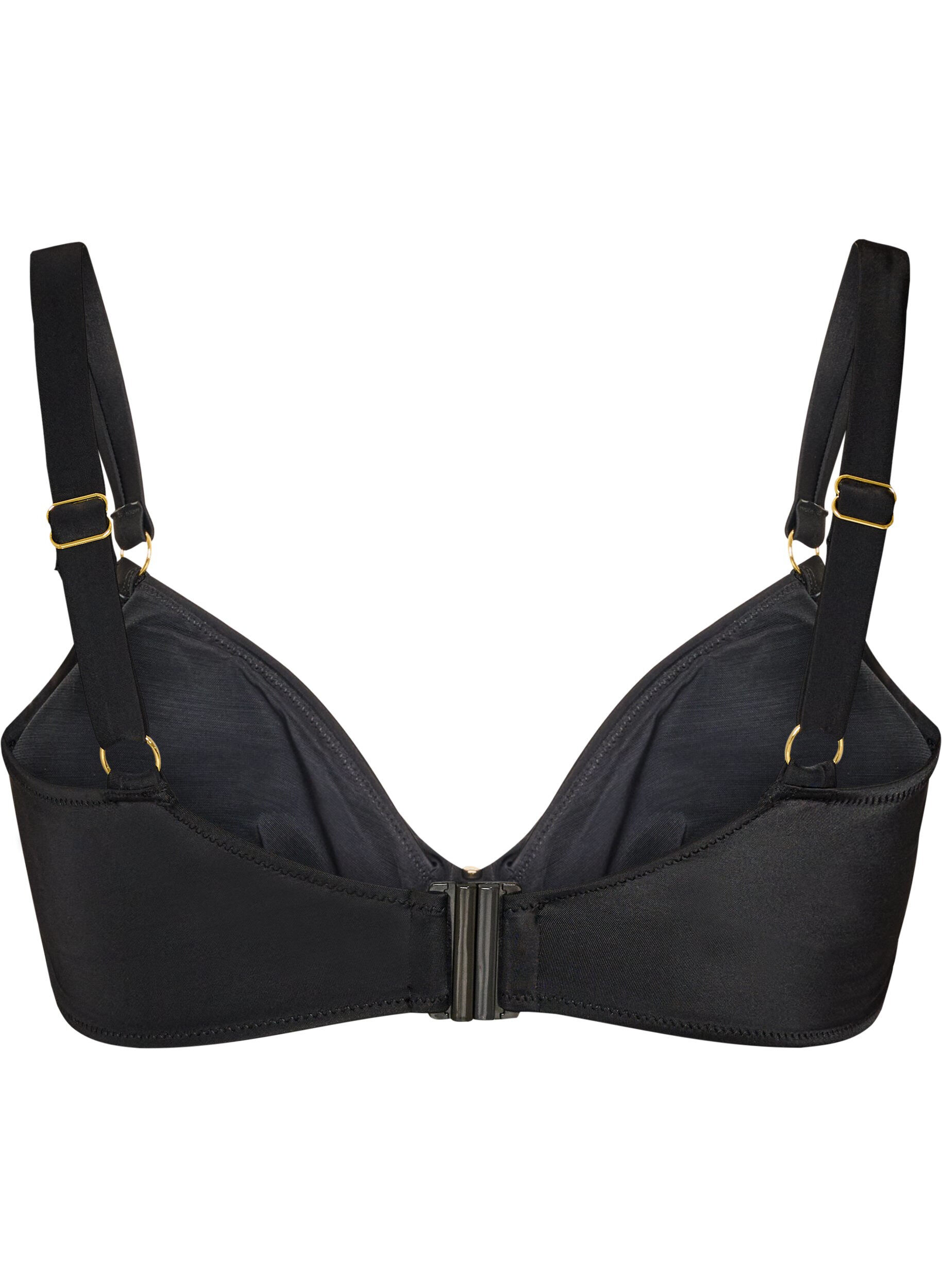 ZizzifashionBikini bra with underwire and gold-coloured detail, Black, Packshot image number 1